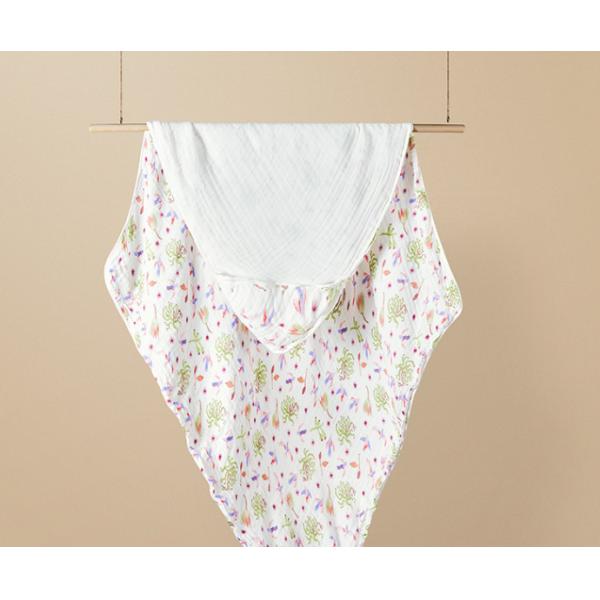 Beautiful Green Floral Gauze Fabric 190gsm Cotton Bamboo Swaddle Blanket