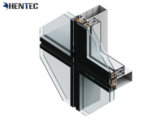Powder Painted Aluminum Curtain Wall Profile , Aluminum Extrusion Profile