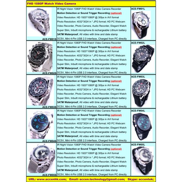 New 4/8/16GB 720P 1080P Spy Watch Camera Video Recorder Camcorder Catalog Offer Price List