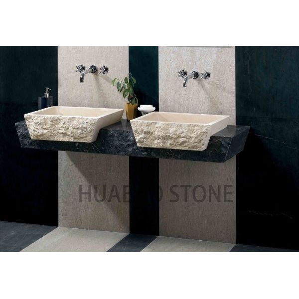 Modern Wash Basin Sink , Bathroom Vessel Sinks Unit Molded Natural Color