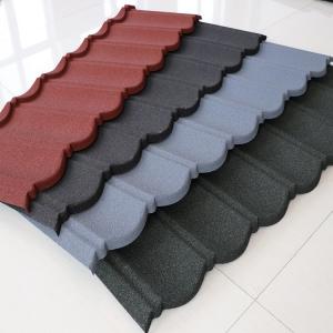 China Building Roofing Materials Stone Coated Steel Shingle Roofing Tiles in Red Brown Grey on sale