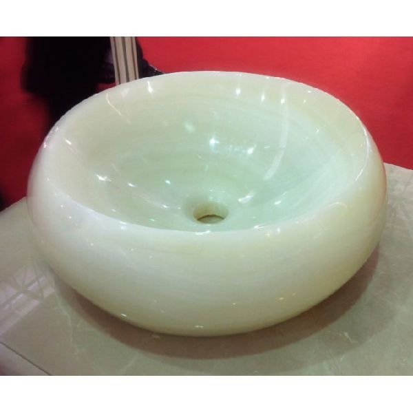 White Jade Countertop Sink Basin Onyx Bathroom Vessel Sink Cream Jade Onyx Washing Basin