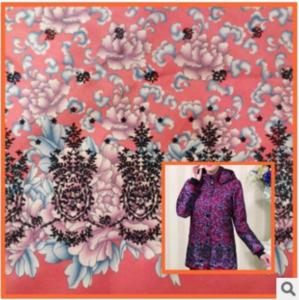 China Middle-aged cotton jacket,Printed cotton fabric coat mother dress fabric peonies on sale