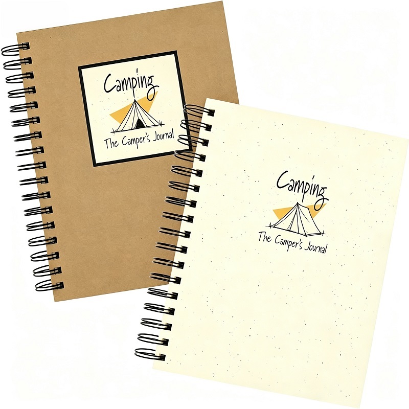 Camping Trip Log Book With Wire-O Binding And Kraft Paper Cover For Campers