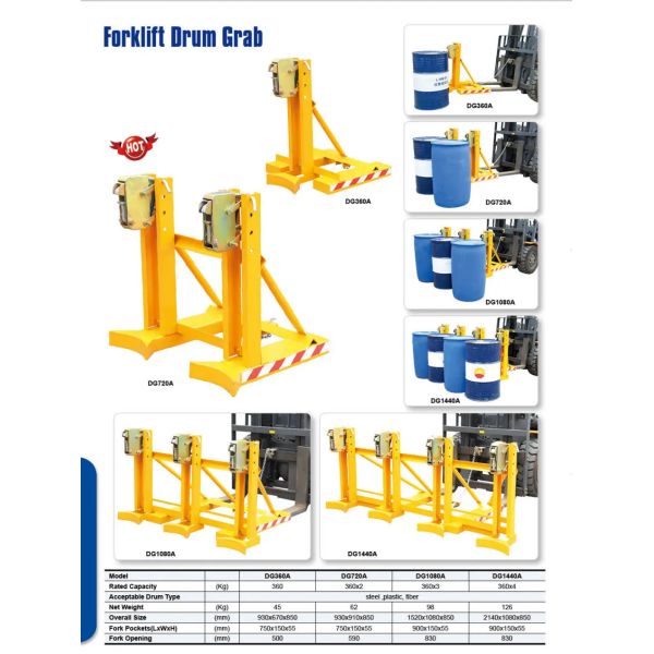 ODM Logistics Machines Forklift Oil Drum Lifting Clamp Heavy Duty