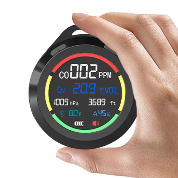 PT08 Portable Carbon Monoxide (CO) Alarm | 300-1100hPa Air Pressure Range, Electrochemical Sensor with Sound-Light Alert for Home/Garage/RV