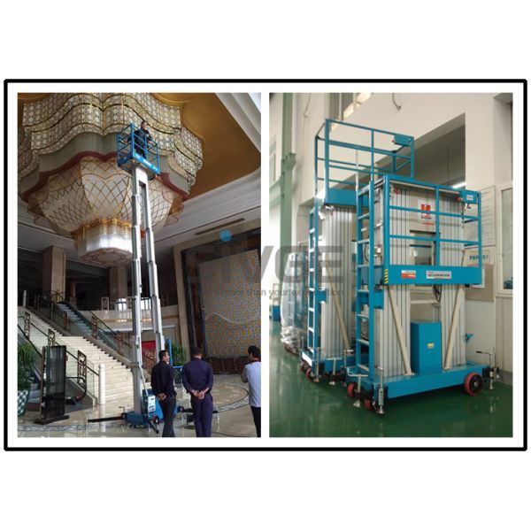 8 Meter Platform Height Hydraulic Lift Ladder Dual Mast For Wall Cleaning