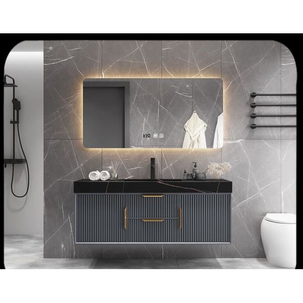 SGS Black Solid Wood Washing Machine Cabinet 96Inch Bathroom Vanity