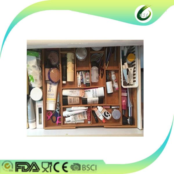 Durable Bamboo Drawer Organizer Expandable Natural Colour For Utensils Cutlery
