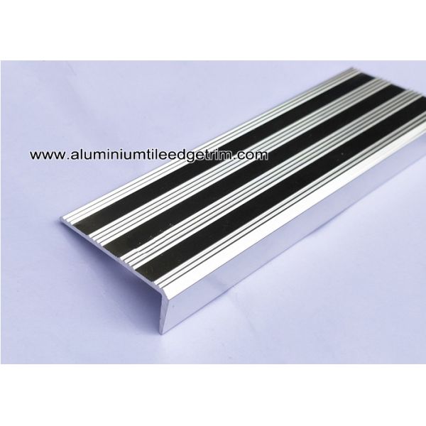 Replaceable Aluminum Non Slip Stair Treads Anodized Shiny Silver