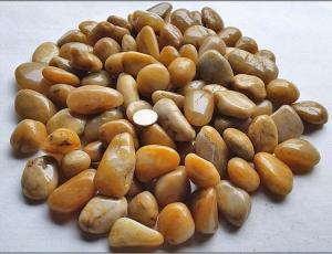 Cheap Polished Pebble Stones,Yellow Cobble Stones,Yellow River Stones,Cobble River Pebbles,Landscaping Pebbles for sale
