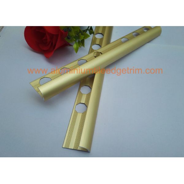 Matt Golden Round Aluminium Tile Edge Trim 10mm X 2500mm For Ceramic Tile Corner