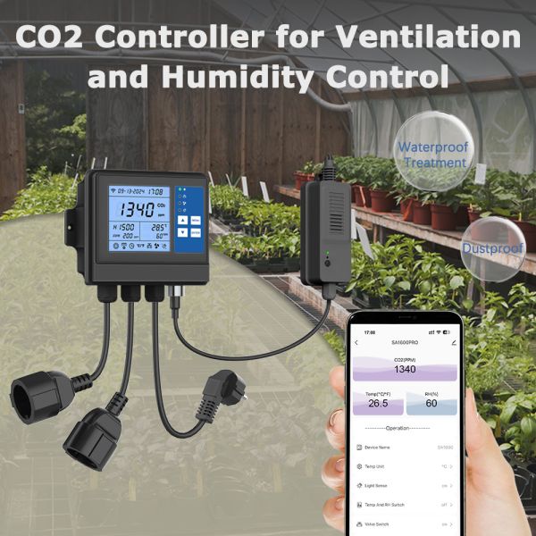 Smart NDIR Sensor Greenhouse Controllers CO2 Regulator Monitor For Planting Growing