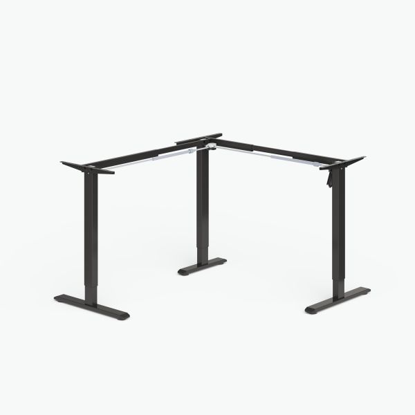 80KG Max Load Basic Electric Corner Standing Desk Frame Single Motor 3 Reversed Legs With 2 Stages