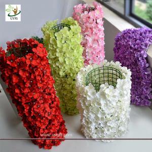 China UVG wall decoration flower backdrop in fake hydrangea petals for wedding backdrop ideas on sale