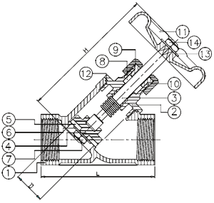Y Type Screwed End Cast Steel Globe Valve PN16 / PN40 Pressure Lever Operation