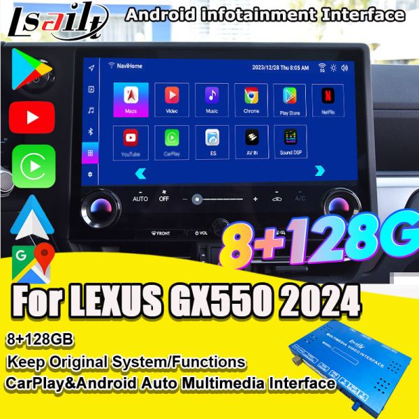 Pin to Pin Android Infotainment Interface for Lexus GX550 2024 RX NX LX ES Included YouTube, NetFlix, Google Play, Waze