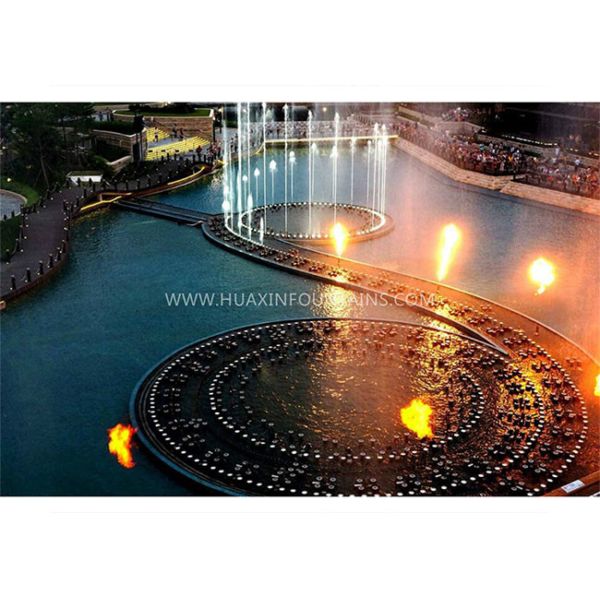 Modern Art Fire Water Fountain , Large Amazing Musical Water Fountain Project