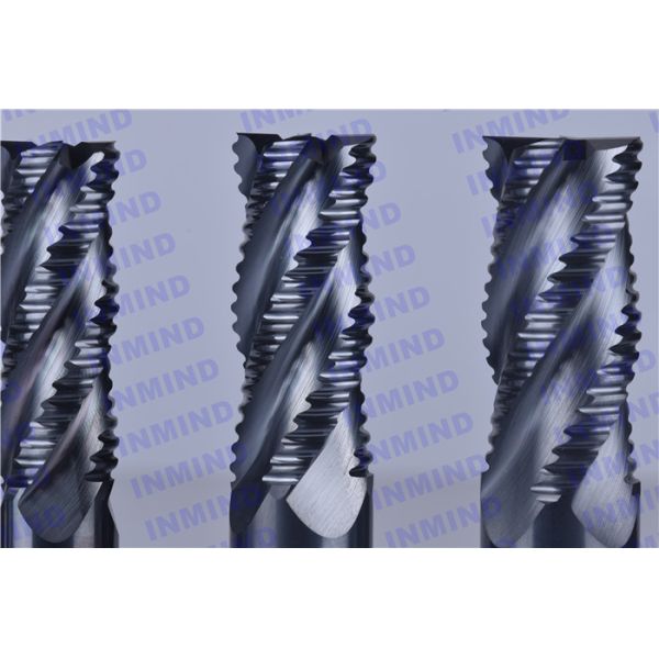 2.4 mm Pitch AlTiN Coating Rough Cut End Mill , 4 Flute Solid Carbide Drill Bits