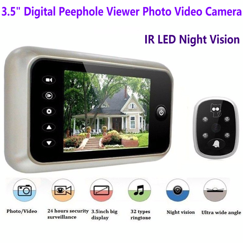 3.5 inch Screen Digital Door Peephole Viewer Camera 120 Degree Wide Angle Video Doorbell Phone Door Eye IR Night Vision