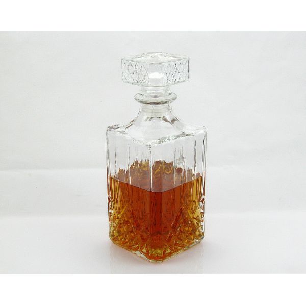 fancy empty clear whiskey wine glass bottle