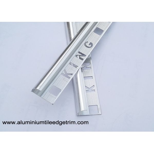 King Type Rounded Aluminium Tile Edge Trim Anodized Shiny Silver 2.5m Length