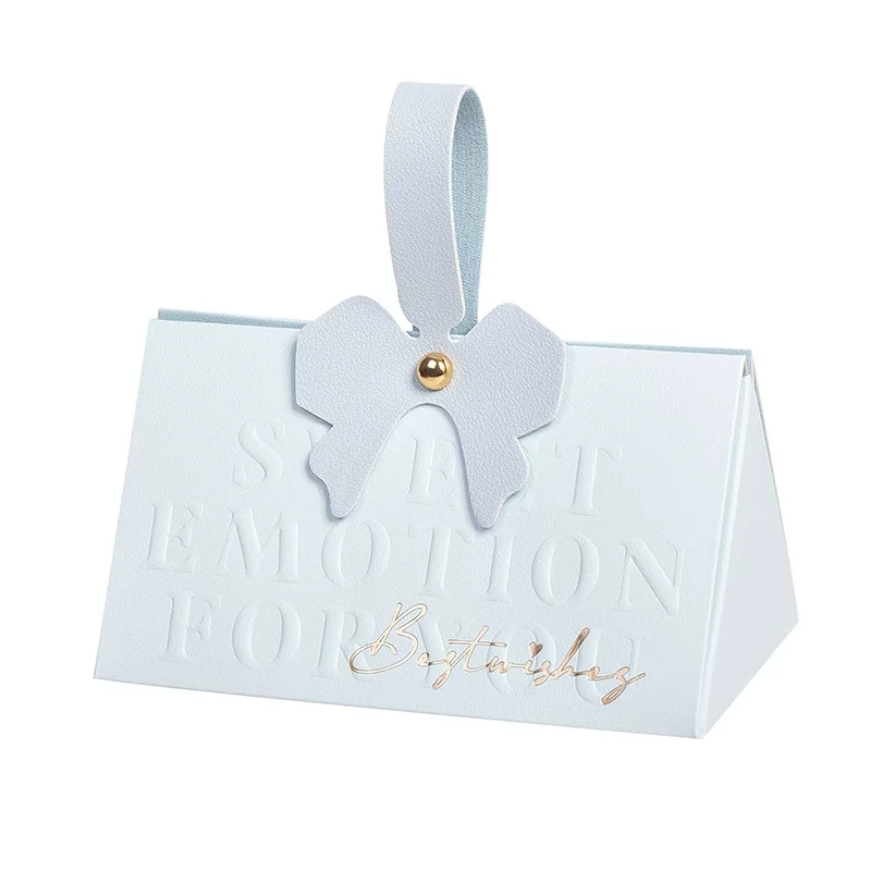 Custom Wedding Candy Gift Box with Bow Handle Elegant Paper Favor Packaging Box