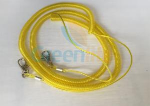 Cheap 10M Strap Coiled Fishing Rod Lanyard Yellow Color With Snap Clip Each End for sale