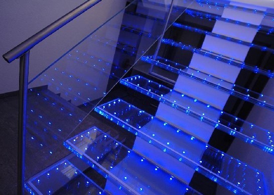 14mm Staircase PVB Laminated LED Glass Panel Insulative Environmental