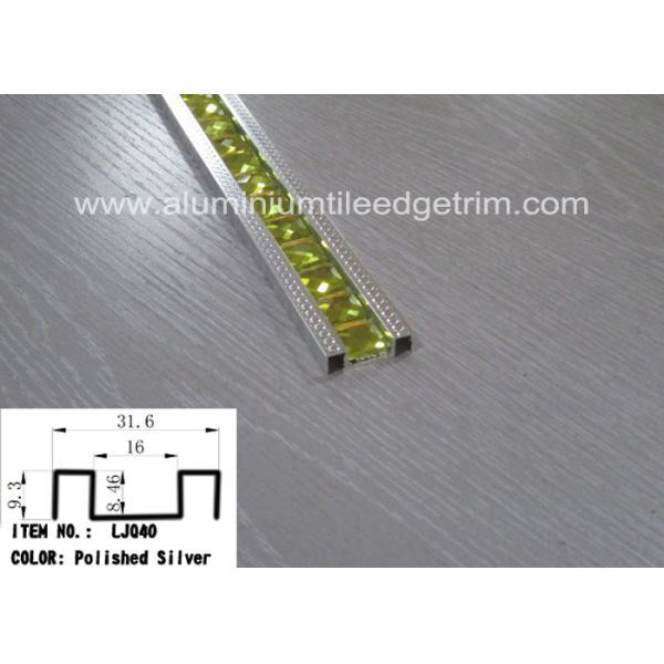 Polished Silver Glass Mosaic Tile Trim Aluminium Alloy Edge Corrosion Resistant