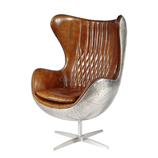 Brown Authentic Leather Office Desk Chair Durable Vintage Industrial Style Furniture