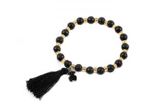 Cheap shamballa tassel lava stone Beaded Bracelets with stainless steel charm for sale
