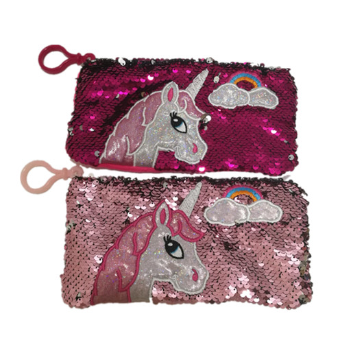Inch 7.87 Sequins Embellishment Unicorn Pen Bags Multi Functional Pencil Case EMC