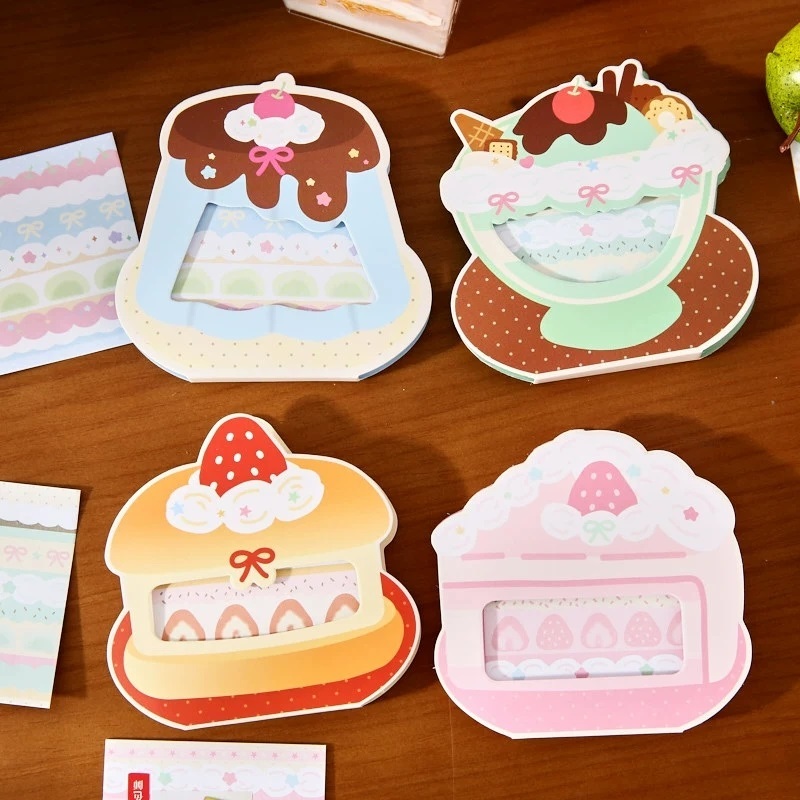 Dessert Shaped Sticky Notes With Foldable Stand Card For Stationery Retail