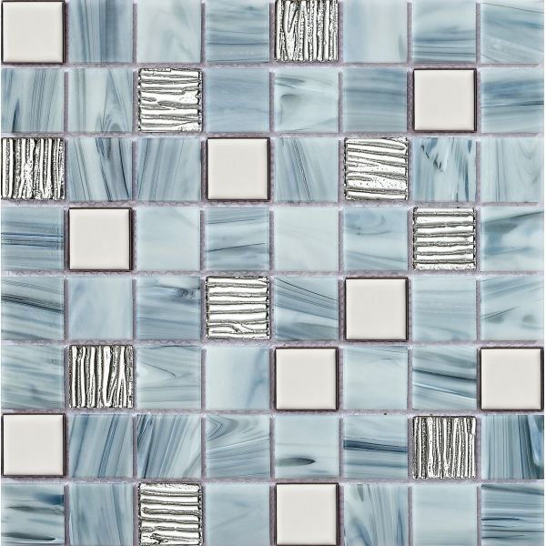 Blue Wear-resistant and Stain-resistant 304x304mm Interior Wall Glass Mosaics For  Swimming Pool
