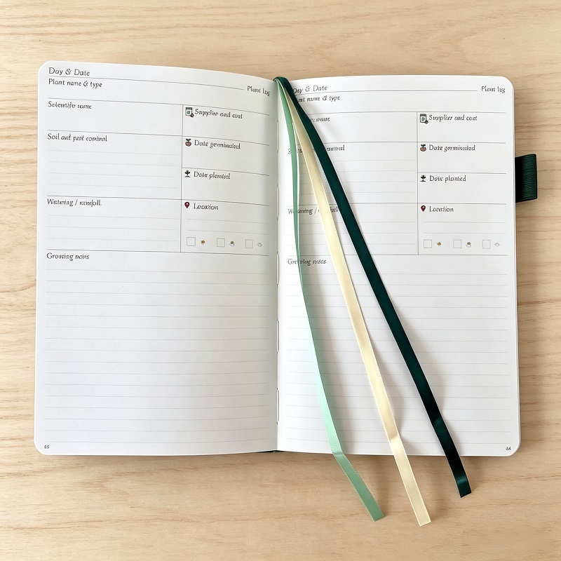 Garden Maintenance Log Book With Hardcover And Elastic Closure For Plant Tracking