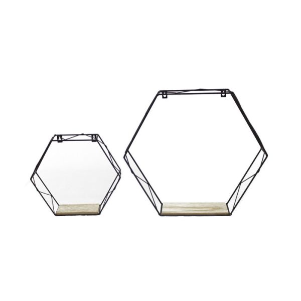 BSCI Iron Frame MDF Floating Wall Shelf Set Of 2