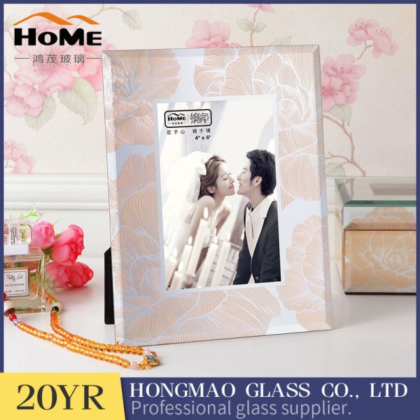 Square Shape Contemporary Glitter Glass Photo Frame Wear Resistance
