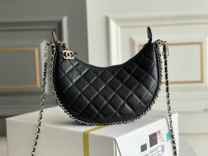 China Black Chain Mini Sling Bag Branded Chanel Hobo Handbag Calfskin Leather on sale