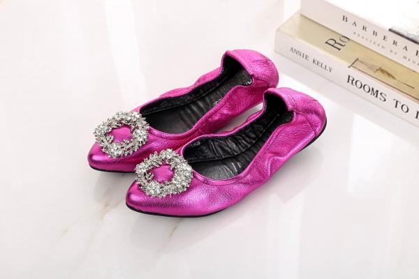 Quality Factory direct made ladies designer shoes brand fashion shoes pointed shoes goatskin foldable flat shoes BS-12 wholesale