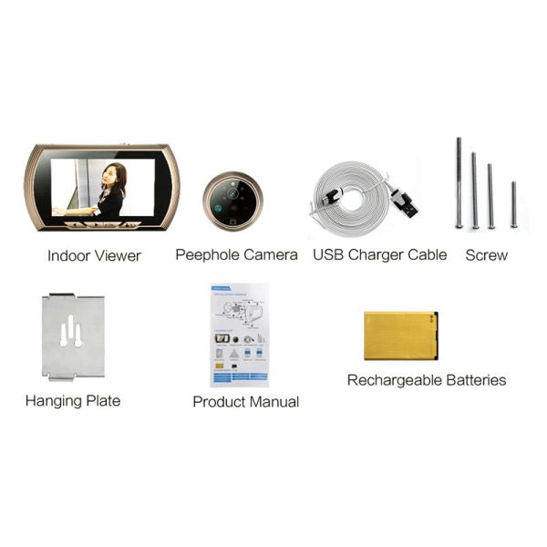 4.3 Digital Door Peephole Viewer Photo Video Camera Recorder Home Security Smart PIR Video Doorbell IR LED Night Vision