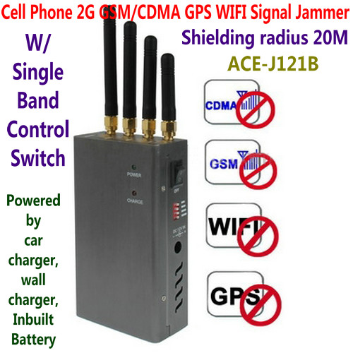 4 Antenna Handheld Cell Phone 2G GSM GPS WIFI Signal Jammer Blocker W/ Single Band Switch