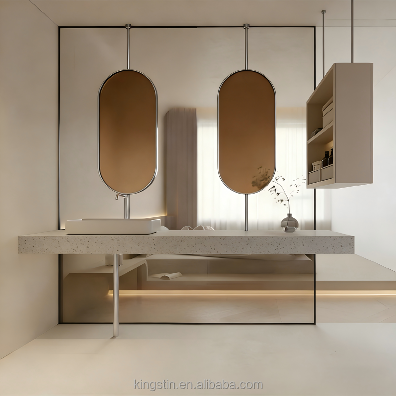 Kingstin Nordic Style Suspender Runway Style Back Illuminated Hotel Bathroom Mirror Ceiling Suspended Mirror