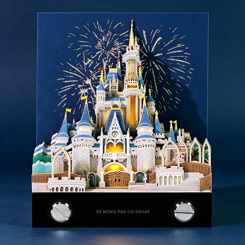 3d Memo Pad Calendar Castle Design With Custom Gift Box For Holiday Gifting