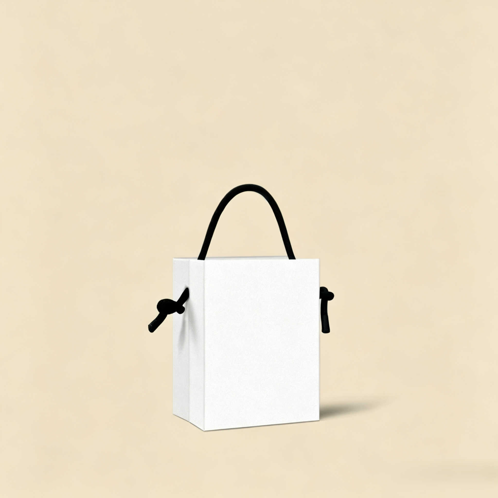 Handheld Rigid Paper Gift Box with Knotted Rope Handle for Luxury Packaging