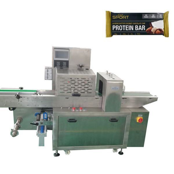 Flow wrapping machine for chocolate protein bar fully automatic horizontal wrapping flow pack packaging machine