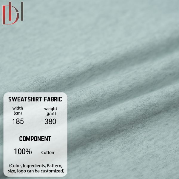 Unisex Fleece Hoodie Fabric 100% Organic Plain Dyed Cotton Fabric Medium Weight 380gsm
