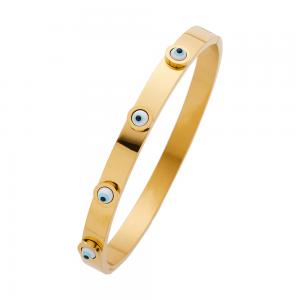 Cheap Ross-Simons Multicolored Enamel Evil Eye Openwork Filigree Bangle Bracelet in 18k Gold for sale