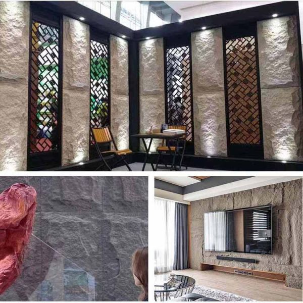 Polyurethane PU Stone Panel Wall Faux Lightweight 120 * 60cm