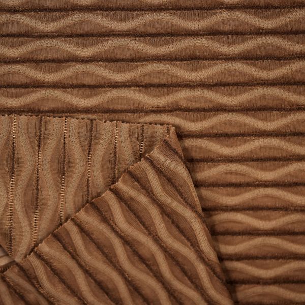100% Polyester Jacquard Clothing Fabric , Polyester Brown Jacquard Mesh Fabric